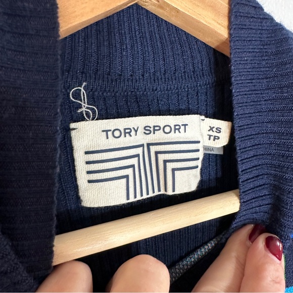Tory Burch Sport jacquard front ribbed turtleneck sweater EUC SZ XS - Picture 3 of 8